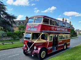 Vintage red wedding bus hire in Chipping Sodbury